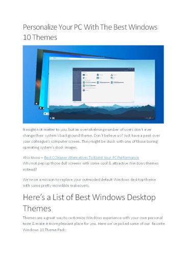 Personalize Your PC With The Best Windows 10 Themes