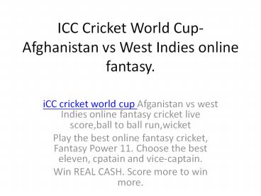 ICC Cricket World Cup-Afghanistan vs West Indies online fantasy. (1)