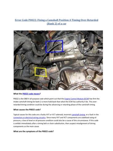 Partsavatar Car Interior & Exterior Parts, Toronto - Error Code P0022 ...