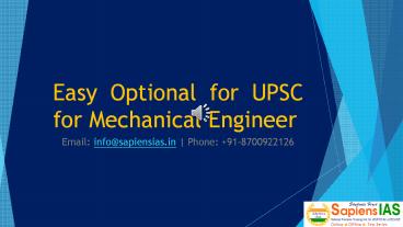 Easy Optional for UPSC for Mechanical Engineer