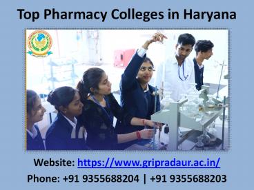 Find the Top Pharmacy College in Haryana