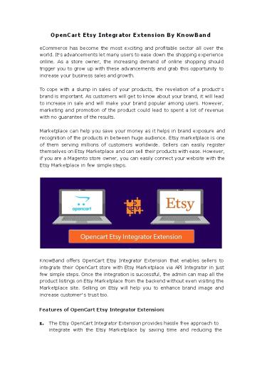 OpenCart Etsy Integrator Extension By KnowBand
