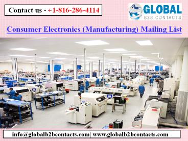 Consumer Electronics (Manufacturing) Mailing List