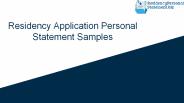 Residency Application Personal Statement Samples