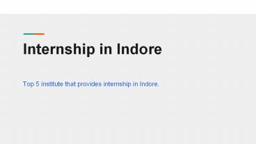 Internship in indore