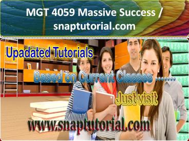 MGT 4059 Massive Success / snaptutorial.com presentation | free to download