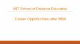 Career Opportunities after MBA – MIT School of Distance Education PowerPoint PPT Presentation