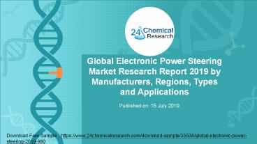 Electronic Power Steering Market Research Report 2019 by Manufacturers, Regions, Types and Applications
