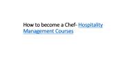 How to become a Chef- Courses in India