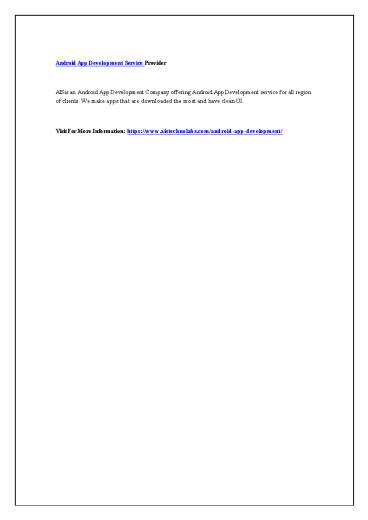 Android App Development Service Provider