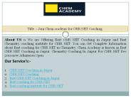 Join Chem academy for CSIR NET Coaching