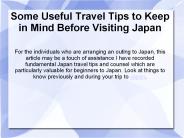 Japan Travel Tips