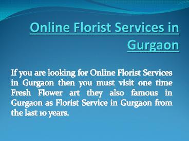 Online Florist Services in Gurgaon