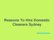 Reasons To Hire Domestic Cleaners Sydney