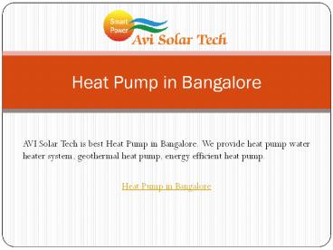 Heat Pump in Bangalore