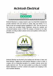 Best Electrician in  Sydney- McIntosh Electrical