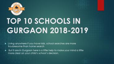 TOP 10 SCHOOLS IN GURGAON