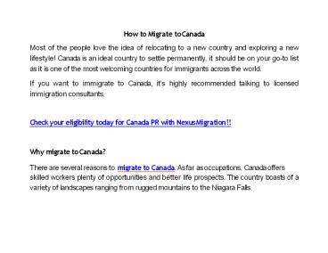 How to Apply for Canada Visa | Migrate to Canada