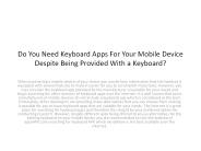 Do you need keyboard apps for your mobile