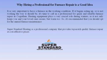 Furnace Repair Coquitlam