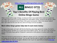 Top 5 Benefits Of Playing Best Online Bingo Game