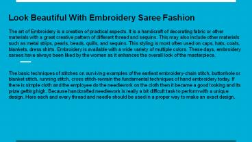 Look Beautiful With Indian Embroidery Saree Fashion