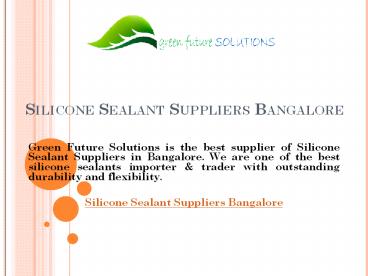 Silicone Sealant Suppliers Bangalore
