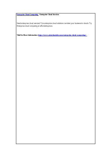 Enterprise Cloud Computing - Enterprise Cloud Services