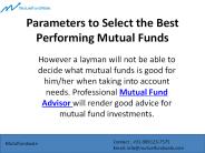 Parameters to Select the Best Performing Mutual Funds
