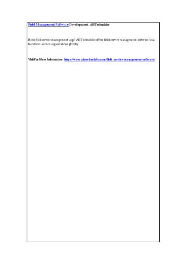 Field Management Software Development- AIS Technolabs