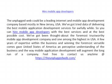 Hire mobile app developers