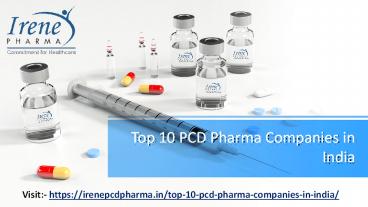 Top 10 PCD Pharma Companies in India