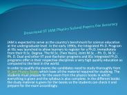 Download IIT JAM Physics Solved Papers For Accuracy