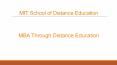 MBA through Distance Education - MIT School of Distance Education PowerPoint PPT Presentation