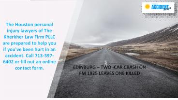 CAR CRASH ON FM 1925 LEAVES ONE KILLED