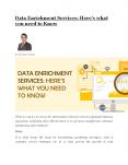 Data Enrichment Services: Here’s what you need to Know PowerPoint PPT Presentation