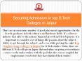 Securing Admission in top B.Tech Colleges in Jaipur PowerPoint PPT Presentation