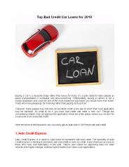 Top Bad Credit Car Loans for 2019
