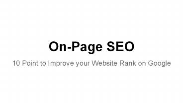 10 Points to Improve your Websites on Google