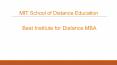 Best Institute for Distance MBA - MIT School of Distance Education PowerPoint PPT Presentation