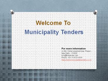 Municipality tender | Latest municipality tender