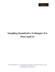 Sampling Quantitative Techniques For  Data analysis