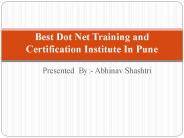 Best Dot Net Training and Certification Institute In Pune