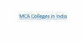 MCA Colleges in India PowerPoint PPT Presentation