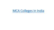 MCA Colleges in India