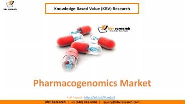 Pharmacogenomics Market Size- KBV Research