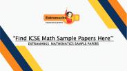 Find ICSE Math Sample Papers Here