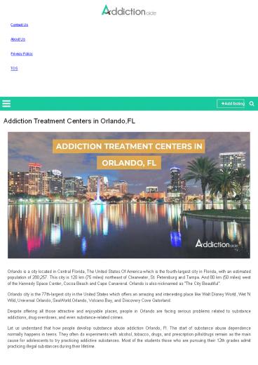 Addiction Treatment Centers in Orlando,FL | Addiction Aide Center