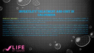Infertility Treatment and Cost in California
