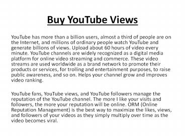 Buy YouTube Video Views